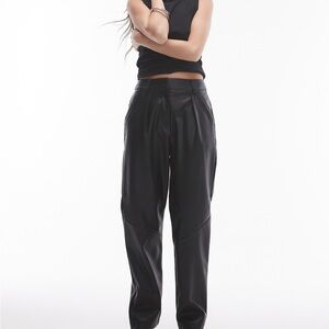 Topshop faux leather peg pant in black Size 10 Retail $79